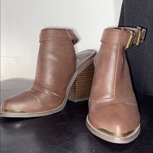 Brown heeled booties